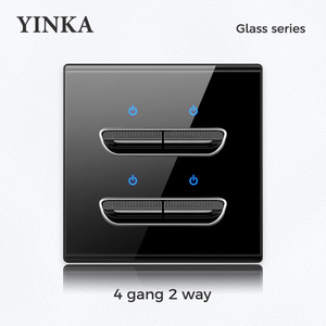 YINKA Công Tắc Điện 1Gang 2 Chiều Bảng Màu Đen Công Tắc Đèn Điện Tiêu Chuẩn EU 220V-250V - Product Image 4