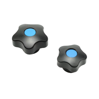 Manija de sujeción de plástico ABS de nailon con perilla de estrella de 5 lóbulos, rosca hembra M5 M6 M8 M10, tapa central azul para fijación de gabinetes de máquinas herramienta