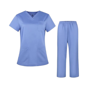 Set Top da <span class=keywords><strong>donna</strong></span> con scollo a V e pantaloni Cargo Multi-tasca abbigliamento da lavoro elasticizzato per infermiere e medici uniformi ospedaliere - Product Image 1
