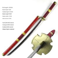 Épée en bois de bambou écologique unisexe de 104 cm pour cosplay d'anime One Piece Roronoa Zoro