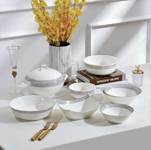 Juego de <span class=keywords><strong>Vajilla</strong></span> de Porcelana Fina de 50 Piezas para 8 Personas, Duradero, Elegante, con Diseño Blanco, Apto para Lavavajillas, Estilo Europeo - Product Image 4