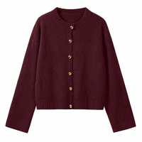 Großhandelslieferant Damen Strick-Cardigan mit Langen Ärmeln und Knopfleiste, Übergroße Modische Strickjacke