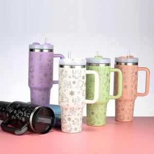 Custom Logo 40oz Stainless Steel Coffee <b>Mug</b> Double Wall Vacuum Insulated Handle Straw Leak-Proof 12-24 Hours <b>Thermal</b> Performance - Product Image 1