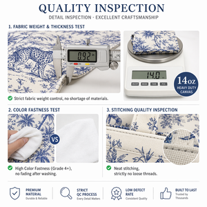 Bolsa de Tela Reutilizable de Gran Capacidad con Diseño Floral Azul Vintage Personalizada de Alta Calidad para Supermercado con Asa Resistente - Product Image 3