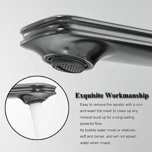 Rubinetto Moderno di Lusso a Foro Singolo con Maniglia Singola, Finitura Spazzolata, <span class=keywords><strong>Miscelatore</strong></span> Acqua Calda/Fredda per Lavabo da <span class=keywords><strong>Bagno</strong></span> - Product Image 4