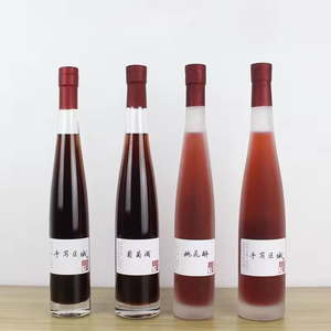 Venta al por mayor 500ml 375ml helado transparente vino cóctel forma plana con tapa para whisky y <span class=keywords><strong>Vodka</strong></span> - Product Image 1