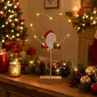 Décoration de Noël en forme de cœur, Père Noël, lumière LED, utilisation en intérieur, indice de protection IP44, Ra80, 100lm/W, blanc chaud (3500K)