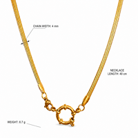 Collier chaîne chevrons doré avec fermoir circulaire, bijou minimaliste tendance pour femme, accessoire de mode quotidien
