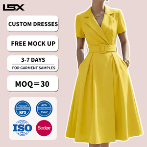 Robe décontractée mi-longue élégante à manches courtes et coupe trapèze pour femme, grande taille, design tendance et de haute qualité - Product Image 2