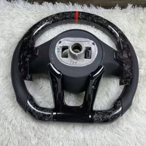 พวงมาลัยคาร์บอนไฟเบอร์ฟอร์จ สำหรับรถยนต์เมอร์เซเดส รุ่น GT 63 CLA CLS E <span class=keywords><strong>S</strong></span> C <span class=keywords><strong>Class</strong></span> SL W177 W176 W211 W212 W213 W218 W221 W463 หุ้มหนัง - Product Image 2