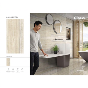 Azulejos de porcelana con aspecto de mármol Carrara Chicago Almond, 600x1200mm, 24x48in, para pisos y paredes, para proyectos. - Product Image 2