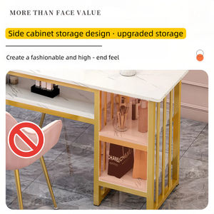 Table de Manucure Moderne de Luxe avec Panneau en Bois Clair, Métal et Double Densité – Table à Ongles pour Salon, <span class=keywords><strong>Chambre</strong></span>, Centre Commercial – <span class=keywords><strong>Prix</strong></span> Spécial - Product Image 4