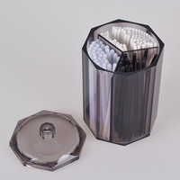 Caja de Almacenamiento Cilíndrica para Extensiones de Pestañas, Organizador Acrílico con Compartimentos para Hisopos, Tapa Transparente Negra Premium, Herramienta para Pestañas