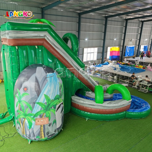 Toboggan aquatique gonflable Palm Tree Volcano avec piscine, parc aquatique gonflable terrestre - Product Image 4