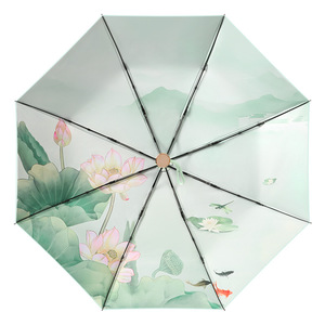 Color Glue Sunscreen Sunshade <b>Automatic</b> Folding <b>Umbrella</b> Women's Rain Shine Dual-Use UV Protection Advertising - Product Image 5