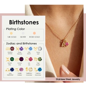 Collar impermeable del zodiaco 12 piedra natal encanto gargantilla Collar personalizado <span class=keywords><strong>de</strong></span> acero inoxidable joyería <span class=keywords><strong>de</strong></span> mujer - Product Image 1