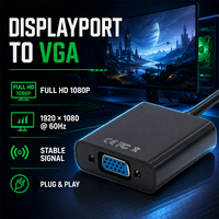 Convertisseur WISTAR DP vers VGA Mâle-Femelle pour Projecteur et Moniteur, Interface Plaquée Or Sans Pilote, Câble de Connexion HD