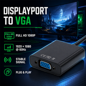 Convertidor WISTAR DP a VGA Macho-Hembra para Proyector y Monitor, Sin Controlador, Interfaz Chapada en Oro, <span class=keywords><strong>Cable</strong></span> de Conexión HD - Product Image 4