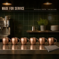 Vente en gros de tasses à Moscow Mule en acier inoxydable plaqué cuivre, 18 oz, avec poignée, verre à cocktail adapté aux rassemblements familiaux