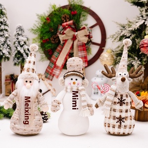 Muñeco de Peluche Navideño Tejido, Figura de Papá Noel, Muñeco de Nieve, Reno, Tela a Cuadros, Decoración Navideña para Mesa, Adornos, Juguete para Niños - Product Image 1