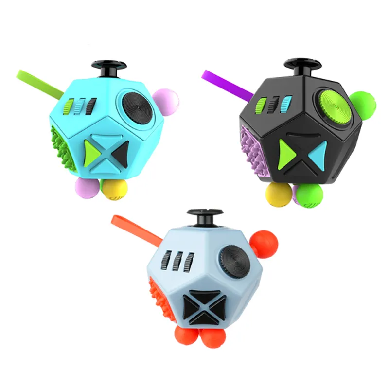 2021 Christmas 12-Side Fidget toy Decompression Toys Fidget Cubes Anxiety Anti stress cube for Children and Adults with Autism