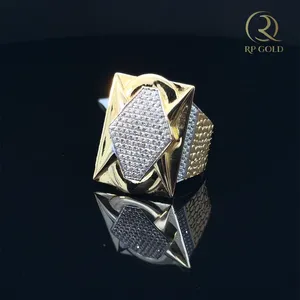 Luxury gold geometric <b>ring</b> with diamond textured surface bold modern statement jewelry stylish premium design for <b>men</b> and women - Product Image 1
