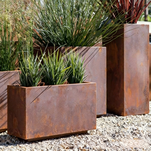 <span class=keywords><strong>Pot</strong></span> de fleurs <span class=keywords><strong>en</strong></span> métal durable et antirouille, vente directe d'usine, promotion pour aménagement paysager extérieur, jardinière robuste sur mesure - Product Image 1