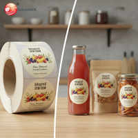 Etiquetas Envolventes Personalizables para Cosméticos, Embalaje de Papel Recubierto Personalizado, Apto para Cajas de Alimentos y Bolsas de Embalaje