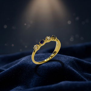 Anillo Clásico Bella Jewelry S925 Chapado en Oro de 14K con Topacio Azul Londres Natural, Zafiro Gris y Circonita Cúbica con Engaste de Garras OEM - Product Image 2