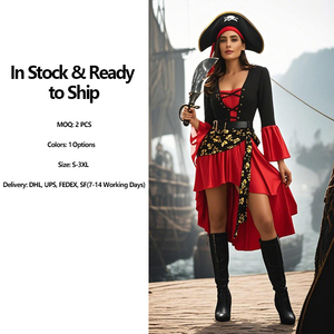 Disfraces <span class=keywords><strong>de</strong></span> Halloween Mujeres Venta al por mayor Moda Vestido <span class=keywords><strong>de</strong></span> pirata <span class=keywords><strong>de</strong></span> algodón con bruja Mago Personaje Ropa <span class=keywords><strong>de</strong></span> lujo Barato Venta caliente - Product Image 3