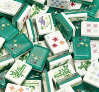 Mahjong en acrylique double couche de qualité supérieure, thème imprimé personnalisé, étiquette OEM prise en charge, ensemble de jeu de société pour 4 joueurs