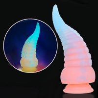 Produit d'exportation Shenzhen HY-Luminous : Nouveau style Plug anal géant en silicone, simulation de tentacule de pieuvre/calamar, lumineux