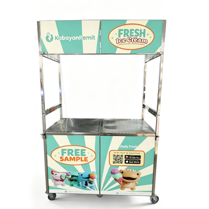 Carrello Pieghevole Professionale per Mercato all'Aperto, Carrello Mobile per Alimenti in Acciaio Inox a 4 Ruote, Dimensioni Personalizzabili per Negozi di Alimentari e Fast <span class=keywords><strong>Food</strong></span> - Product Image 1