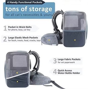 Free Sample Ergonomic Design <b>Cat</b> Travel <b>Backpack</b> <b>Carrier</b> for Medium <b>Cats</b> and Small Dogs with Magic Straps bag - Product Image 6