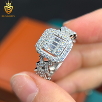 Bague en argent 925 pour homme avec moissanite VVS1, style hip-hop, sertie de moissanites, bijoux de haute qualité, passe le testeur de diamant, vente en gros
