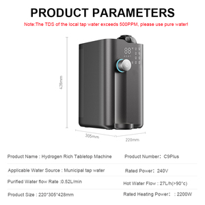 Dispenser d'Acqua da Tavolo Elettrico Smart Nobana in Plastica a Osmosi Inversa e Ricco di Idrogeno per Uso Domestico e Alberghiero - Product Image 6