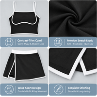 Nouveau Fitness Sports Vêtements Ensembles Contraste Couleur Yoga Débardeur Soutien-Gorge Jupes Costume Golf Tennis Jupe 2 Pièces Ensemble Femmes