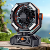Nouvel arrivage Ventilateur solaire portable 20000mAh pour camping en plein air, ventilateur de table USB avec lumière LED et batterie externe pour cadeau pour enfants