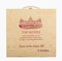 Boîte cadeau pour quatre bouteilles de vin rouge, boîte à vin rouge en bois, caisse à vin portable créative, boîte à vin en bois de pin, boîte en bois