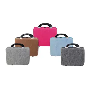 Custom Logo Felt Mini Makeup Travel Suitcase Organizers Portable Luggage Onboard Storage Box