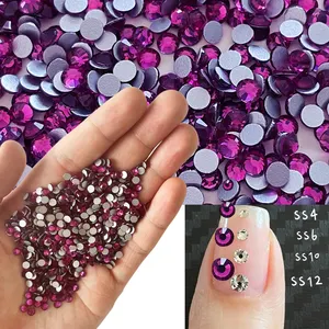 Yantuo Wholesale Fuchsia Flatback Non-Hotfix Rhinestone Crystals Loose Round SS20 Beads For Nail Stone And Bags