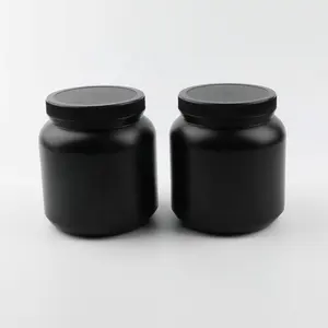 Wholesale Black food gradeJar HDPE plastic food candy milk powder can with wide mouth