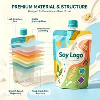 Pochettes souples personnalisées écologiques pour lait de soja et shampoing, avec bec verseur, qualité alimentaire, anti-fuite, pour liquides, OEM ODM 100ml 250ml 500ml 1L