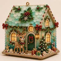 Figurine de Père Noël lumineuse à LED en verre marin, thème Noël côtier, avec étoiles de mer et coquillages, décoration de table nautique pour les fêtes