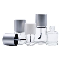 Vente en gros de flacons compte-gouttes en verre transparent de haute qualité pour vernis à ongles, 5 ml, 10 ml, 15 ml, avec couvercle argenté et pinceau noir souple