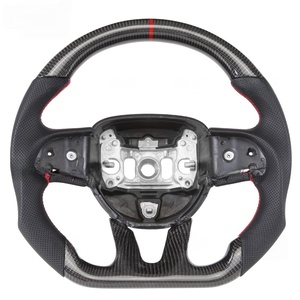 Volante de Fibra de Carbono Real con Color Personalizado para Dodge Charger Challenger <span class=keywords><strong>Durango</strong></span> 2015-2024, Volante Plano de 3 Ranuras - Product Image 2