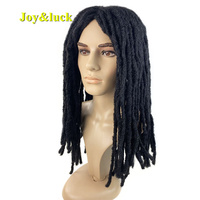 Perruque de Dreads Longues pour Hommes, Synthétique, Noire, Dreadlocks Droites, Cheveux Tressés au Crochet, Raie au Milieu, Perruque Quotidienne ou de Cosplay