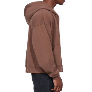 Logo personnalisé French Terry Full Zipper-Up Sweat à capuche en coton épais de haute qualité imprimé partout recadrée hiver 2 pièces hommes - Product Image 4