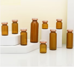 12ml/30ml amber glass vial, empty glass packaging bottle, with matte gold/silver cap, custom lid color supported - Product Image 6
