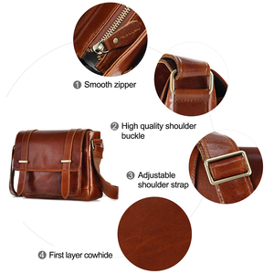 Sac bandoulière vintage de luxe en cuir véritable pour <span class=keywords><strong>homme</strong></span>, sacoche décontractée et élégante avec logo personnalisé et sangle d'épaule - Product Image 6